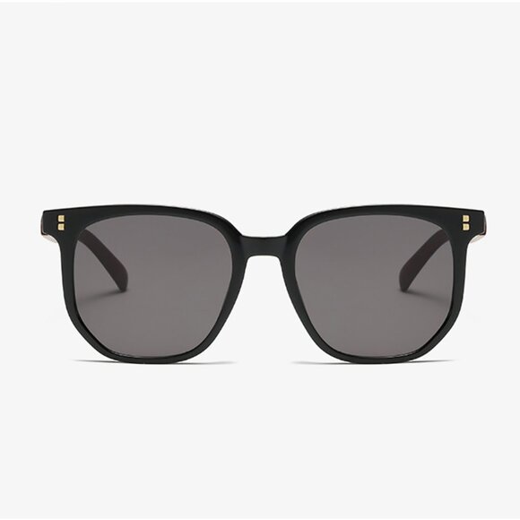 Retro Black Large Frame Sunglasses Square Wood Grain Glasses Sunglasses